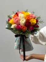 Arco-íris - Buquê de 18 Rosas Coloridas