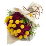 Jaune et violet - Buquê de Cravos e Craspedias - Imagem 2