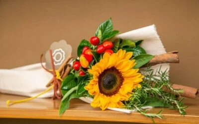 Buquê de flores com girassol e cravo