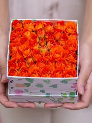 Celeste - Box de Mini Rosas Cor de Laranja
