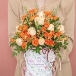 Montpellier - Box de Rosas Champanhe e Mini Rosas Laranjas