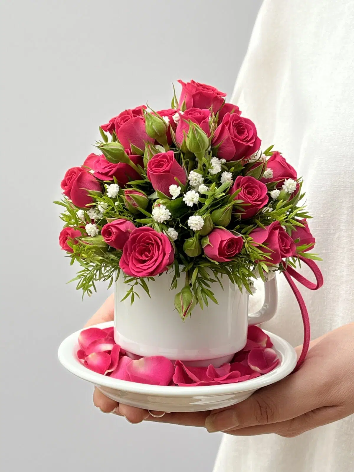 La Cite - Arranjo em xícara de mini rosas pink - Imagem 1