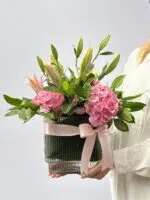 Celine - Arranjo de Hortênsia e lirio rosa