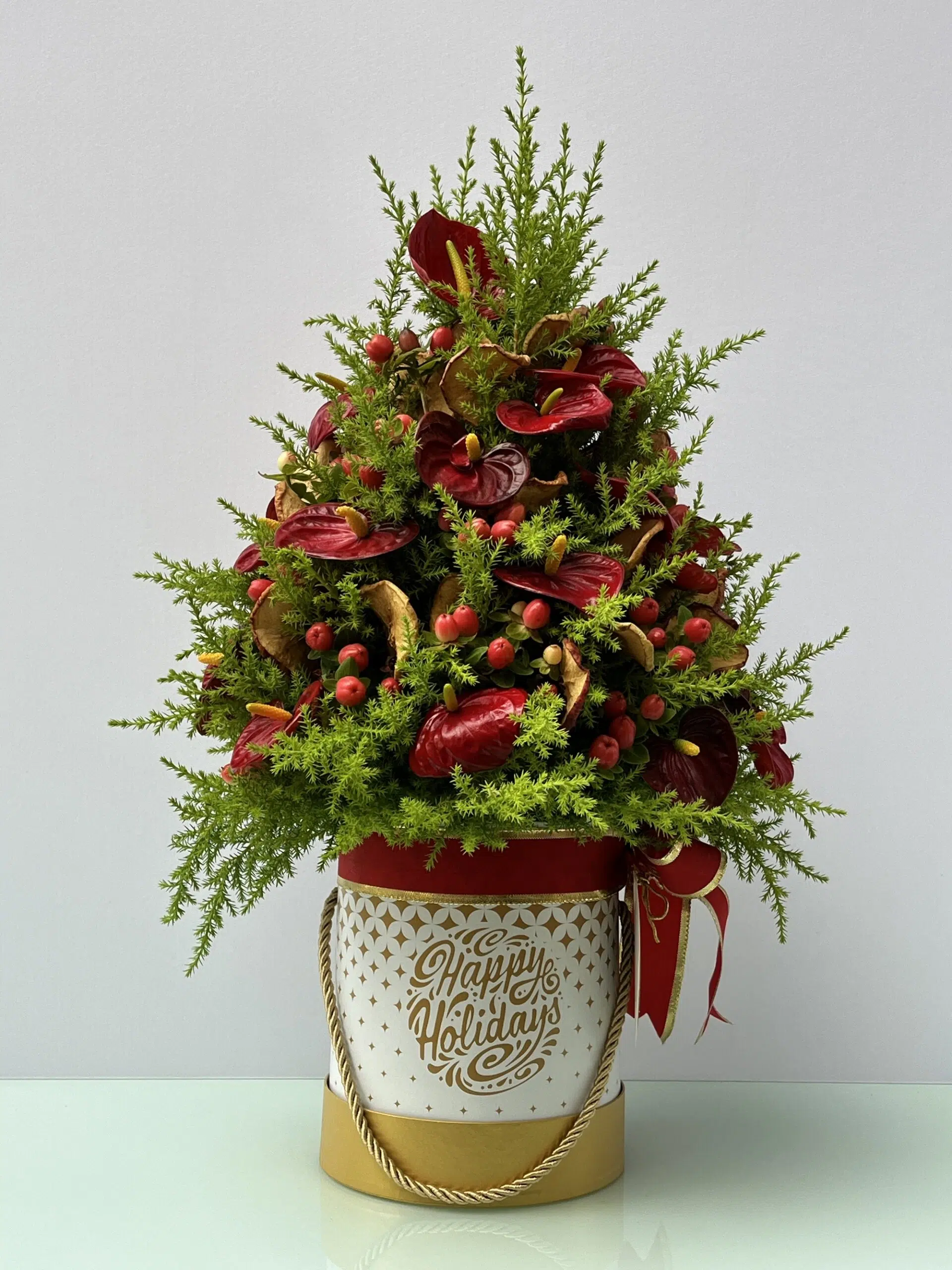 pinheiro de natal Holly Jolly Christmas - Pinheirinho com Mini Antúrios - Imagem 1