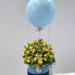 Baby Blue - Box de Flores de Mini Rosas amarelas e balão