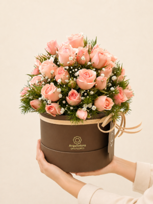 box flower de mini rosas chá