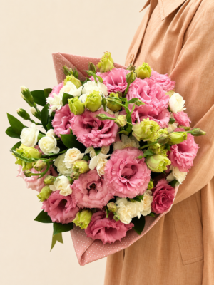 buquê de lisianthus rosa