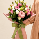 buquê de lisianthus rosa para presente