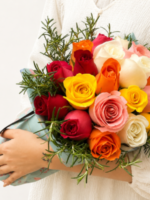 buquê de rosas coloridas para sogra