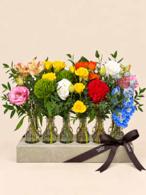 2 arranjo floral completo em tons vibrantes